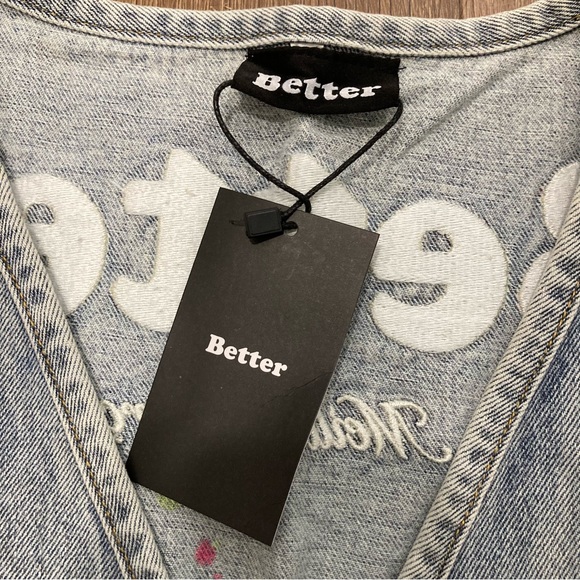 Men’s Light Wash Blue Jean Vest Neon Paint Splatter Open Front Pockets L - Picture 15 of 16